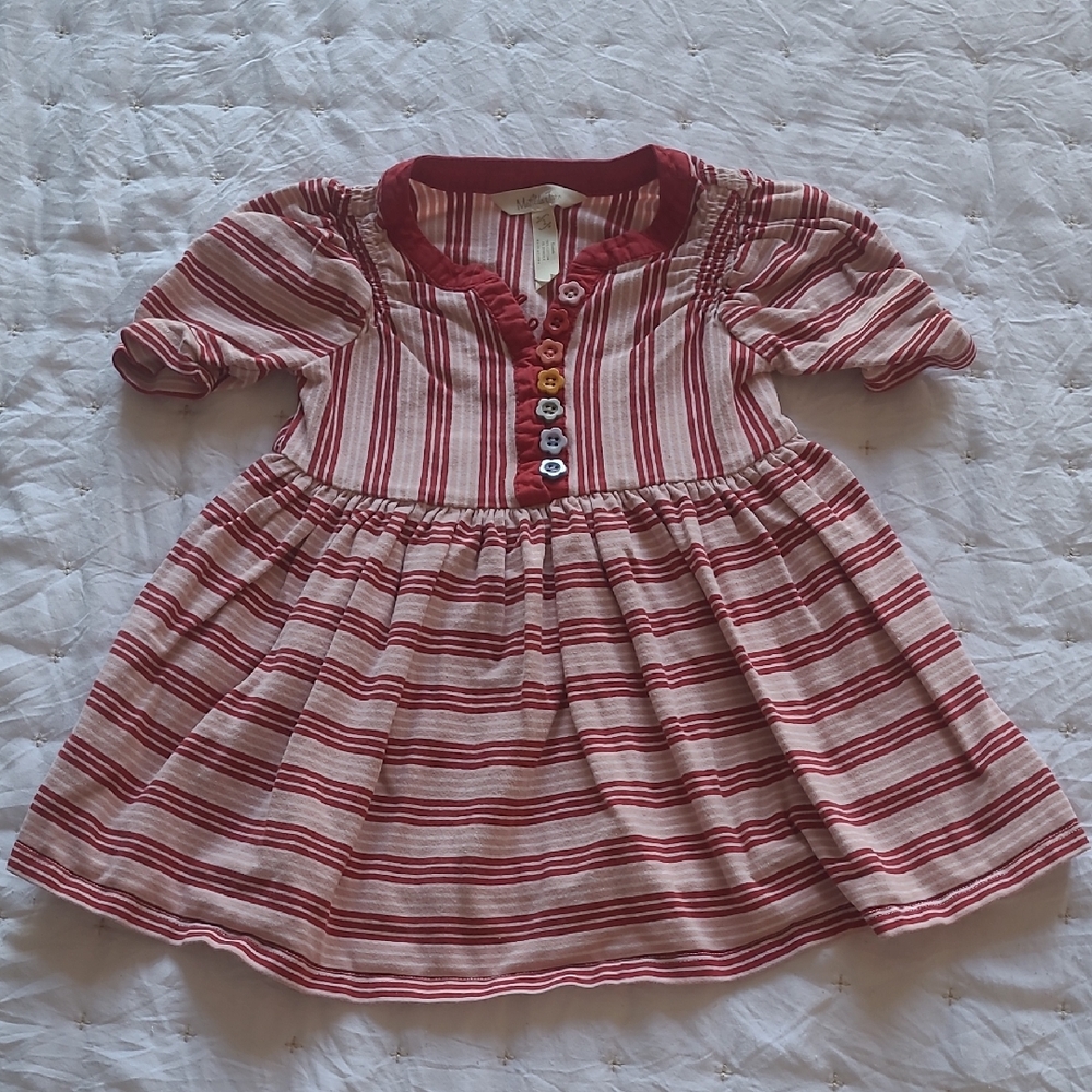 Matilda Jane Red Striped Kids Dress with Colorful Buttons Size 2